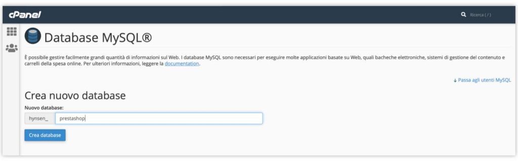 Procedura creazione database cpanel parte 2