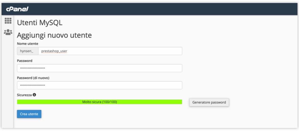 Procedura creazione database cpanel parte 3